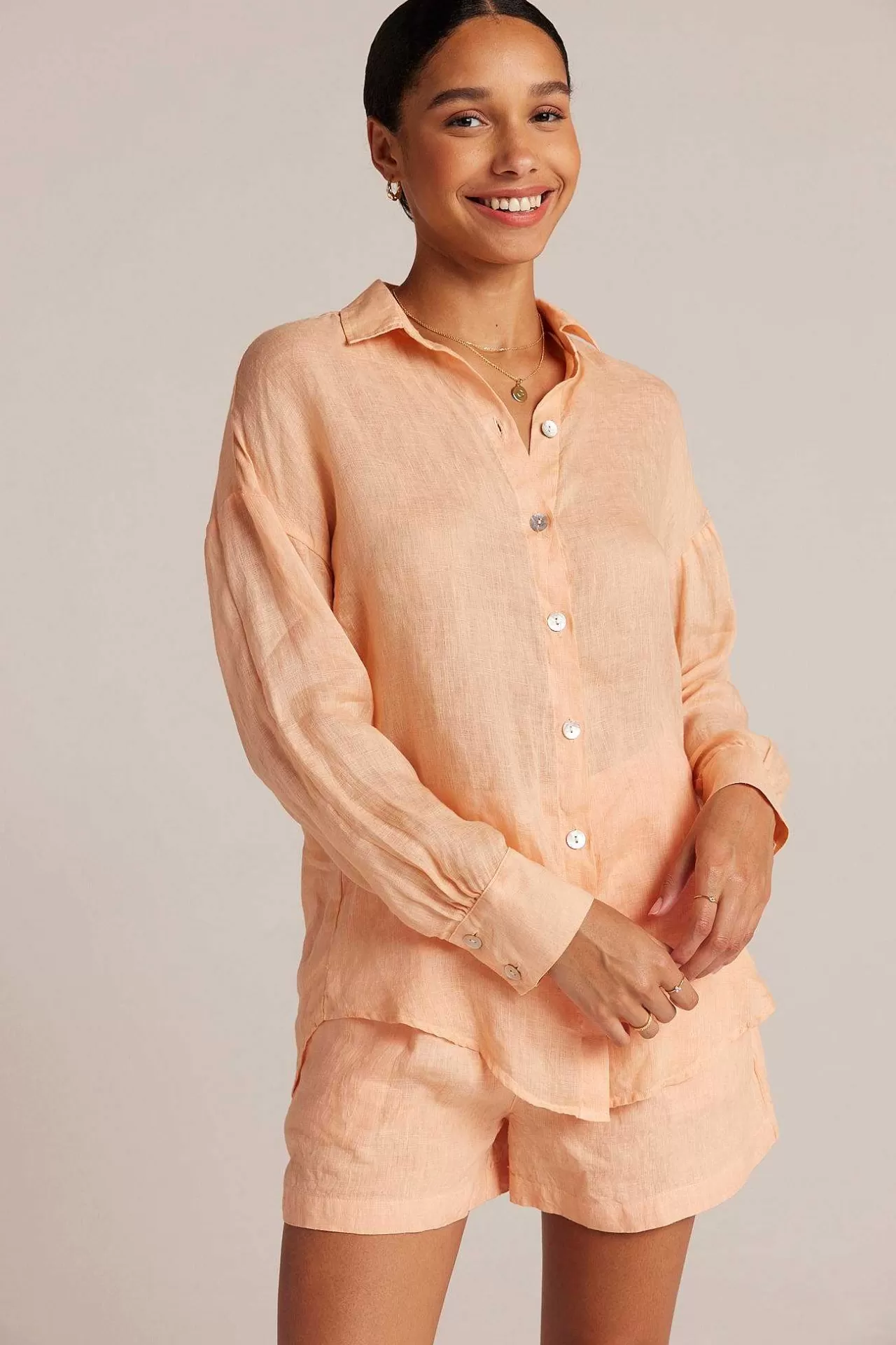 Vriendje Button Down - Peach Parker>Bella Dahl Clearance
